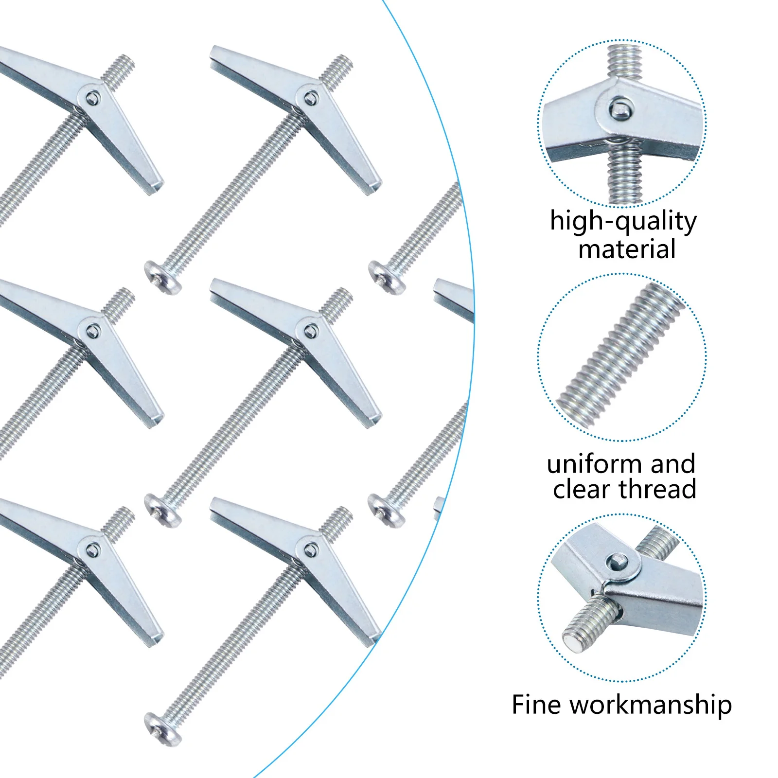 10 قطعة المراسي الحفر الذاتي الكربون الصلب المسمار دائم مقاومة للتآكل غير موصل منخفضة الاحتكاك سهلة التركيب معلقة
