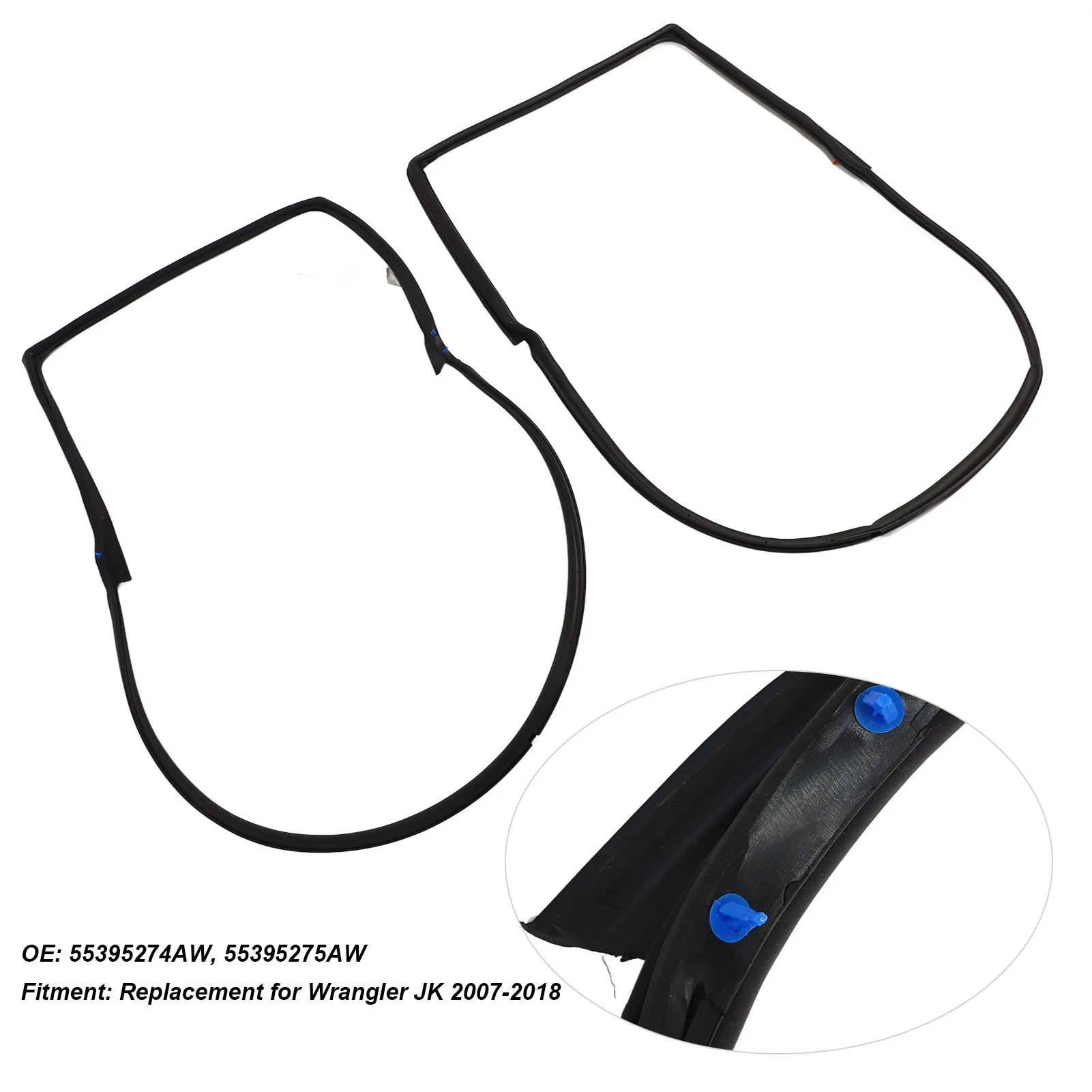 Front Door Weatherstrip  Waterproof Windproof Rubber 55395274AW for  JK 2007 to 2018 Front Door  Kit
