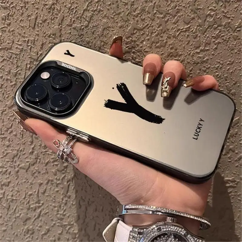 

Lucky letter phone case for iPhone 16 15 14 13 12 11 Pro/ Max/Plus anti-fingerprint shock-proof rear cover