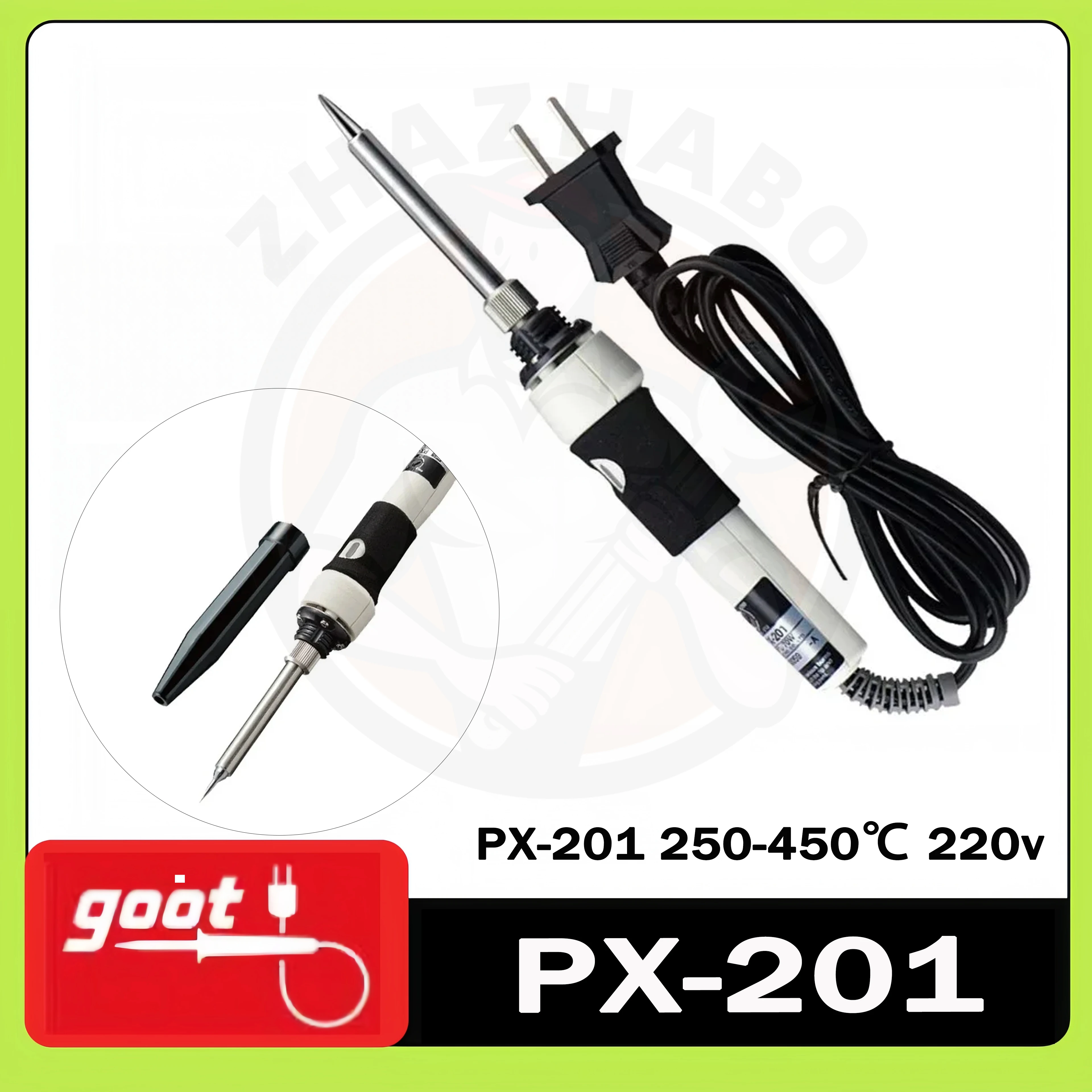 

GOOT PX-201 250-450℃ 220v temperature controlled solder, ceramic heating core, Japanese lead-free solder repair tools