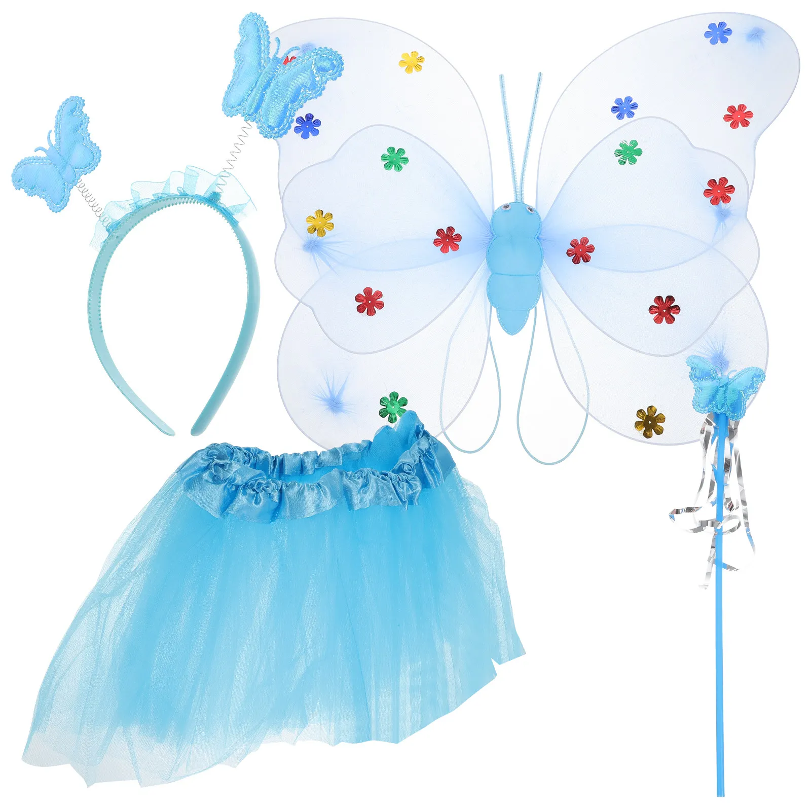 

Костюм феи с крыльями, сетчатая юбка, повязка на голову для девочек, платье-пачка, наряд для вечеринки, выступления, рождественский подарок, костюм феи, юбка для косплея