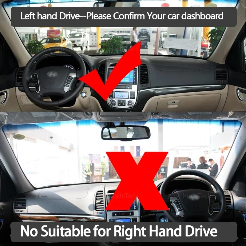 لوحة عدادات السيارة ظلة أنطو UV السجاد غطاء لوحة القيادة وسادة واقية لشركة هيونداي سانتا في 2007 2008 2009 2010 2011 2012 سم