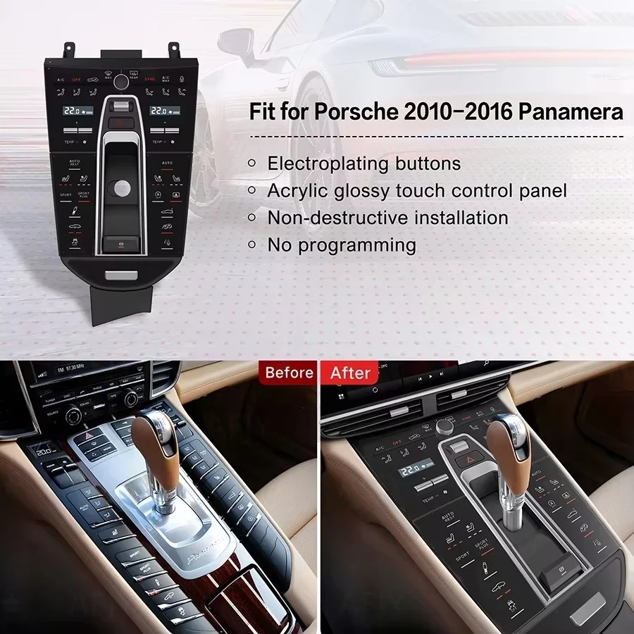 Car Digital Console Front AC Panel For Porsche Panamera 2010 2011 2012 2013-2016 Full Touch 2024 Style Multimedia Player Control