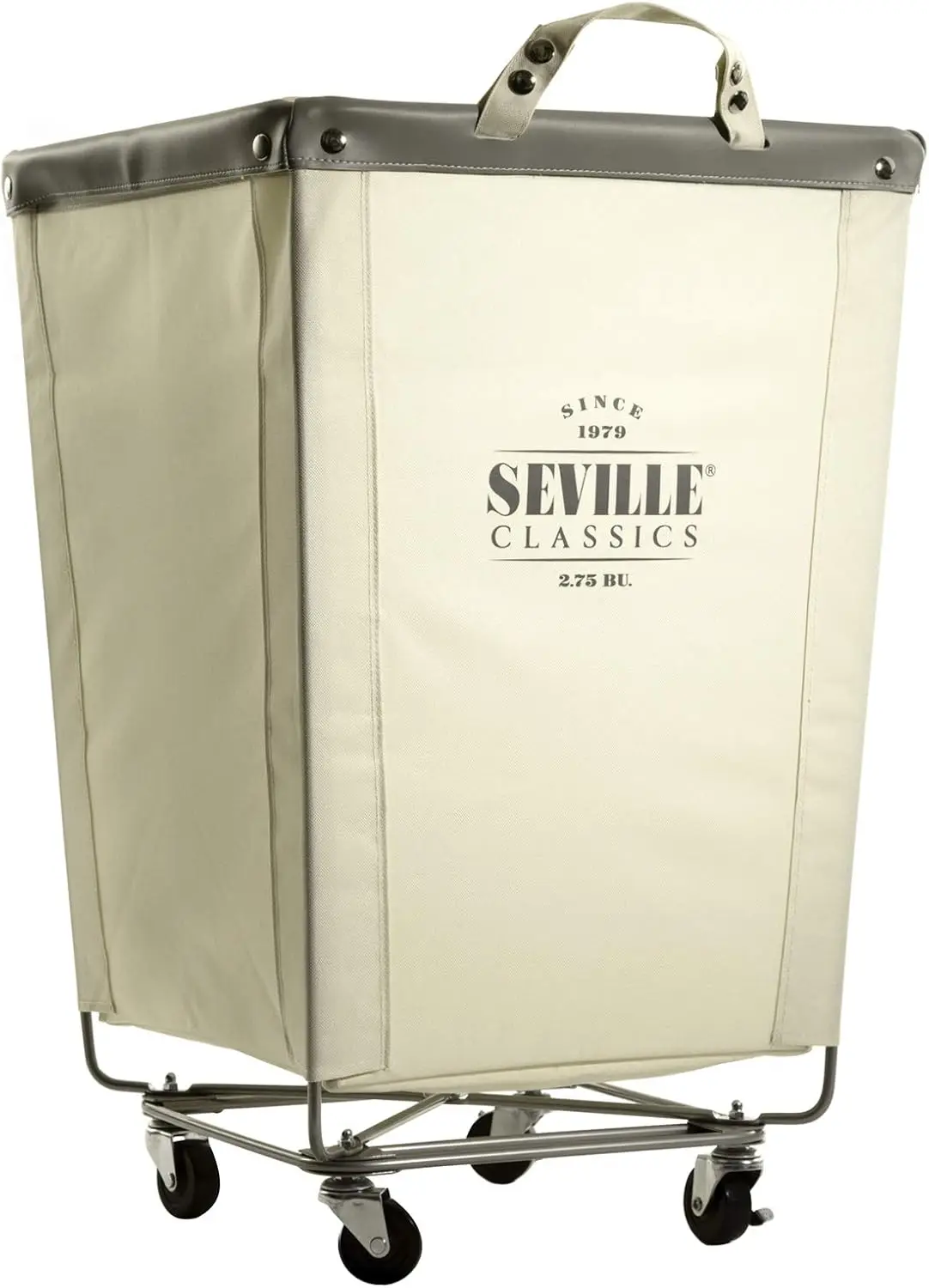 Large Rolling Laundry Hamper with Wheels, Heavy-Duty Canvas Cart for Home, Hotel, and Bedroom Storage