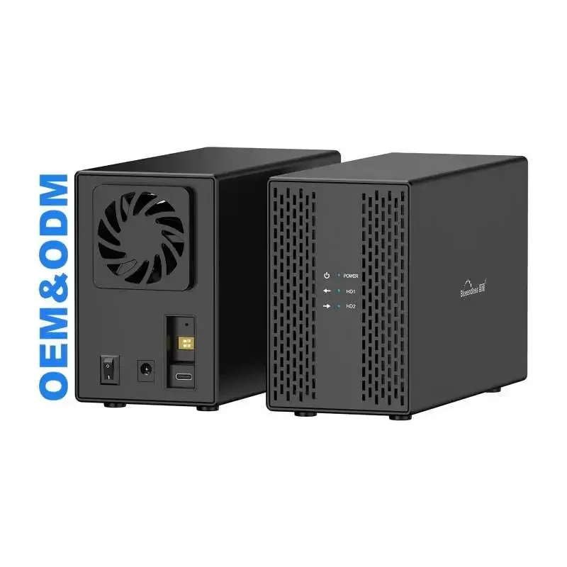 External Hard Drive Enclosure 2.5 3.5 2 Bay HDD Enclosure USB C SATA HDD Enclosure RAID 0 1 JBOD PM for 2.5 3.5 SATA HDD/SSD