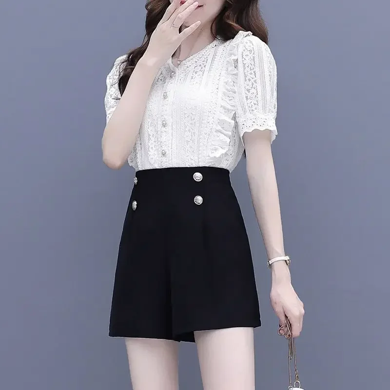 

Women's Short Sets 2 Pieces Two-piece Top and Bottom Summer Light Clothing Trend 2024 Novelty In Full New Products Female Shorts