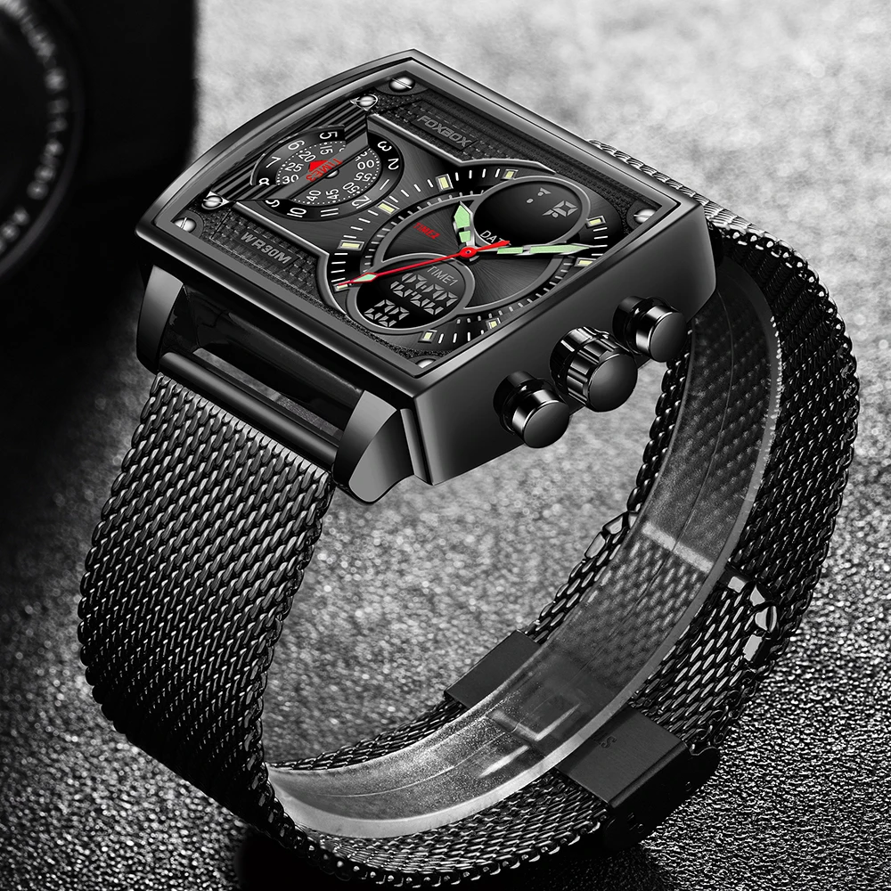 LIGE Watches For Men FOXBOX Luxury Brand Sport Wristwatch Waterproof Military Quartz Digital Clock Men Watch Relogio Masculino