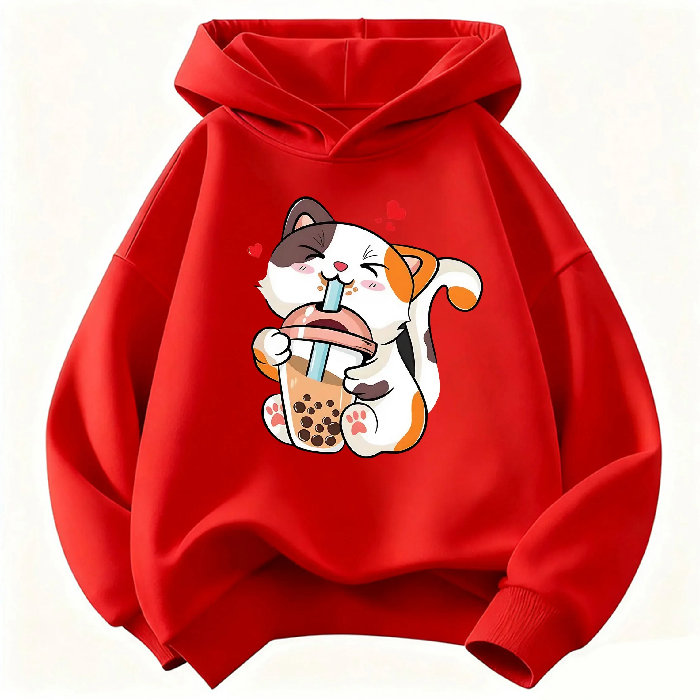 Fashion Happy Dog Drinking Juice Children's Hoodie Sweatshirt Cute Hoody for Boys Girls Casual Hoodies