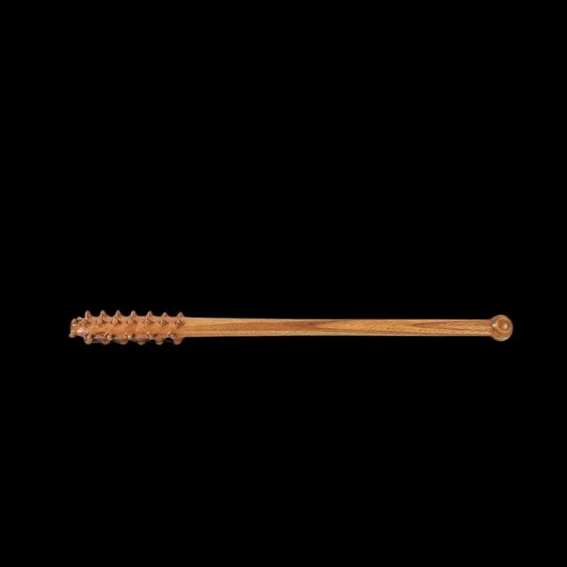 39.5CM Solid Wood Massage Stick With Spikes - Fitness Body Percussion & Acupressure Mallet For Muscle Relief, Back Scratcher