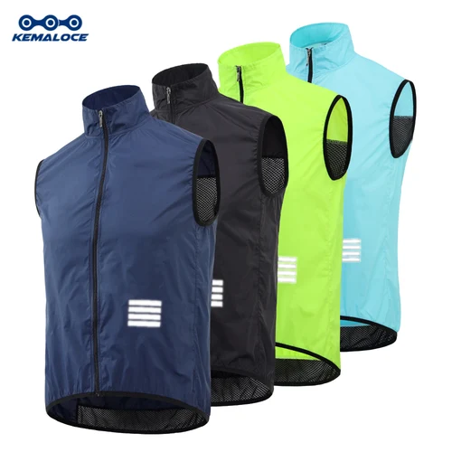 KEMALOCE Chaleco de ciclismo negro y amarillo para hombre, chalecos de ciclismo ligeros y reflectantes, chaquetas deportivas sin mangas