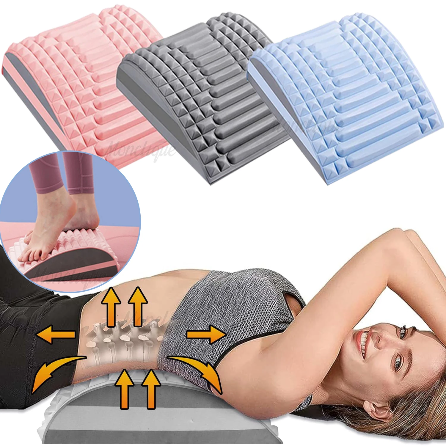 

Back Stretcher Pillow Waist Massage Neck Lumbar Support Relax Posture Corrector Pillow Lumbar Cervical Traction Massage Pillow