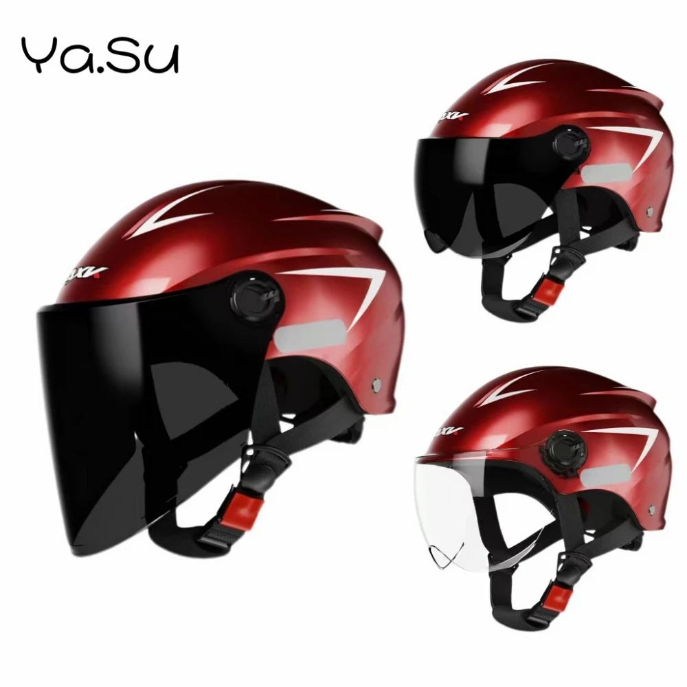 Electric Motorcycle Riding Half Helmet Summer Sun Protection Four Seasons Universal Head Protection Red Safety Helmet