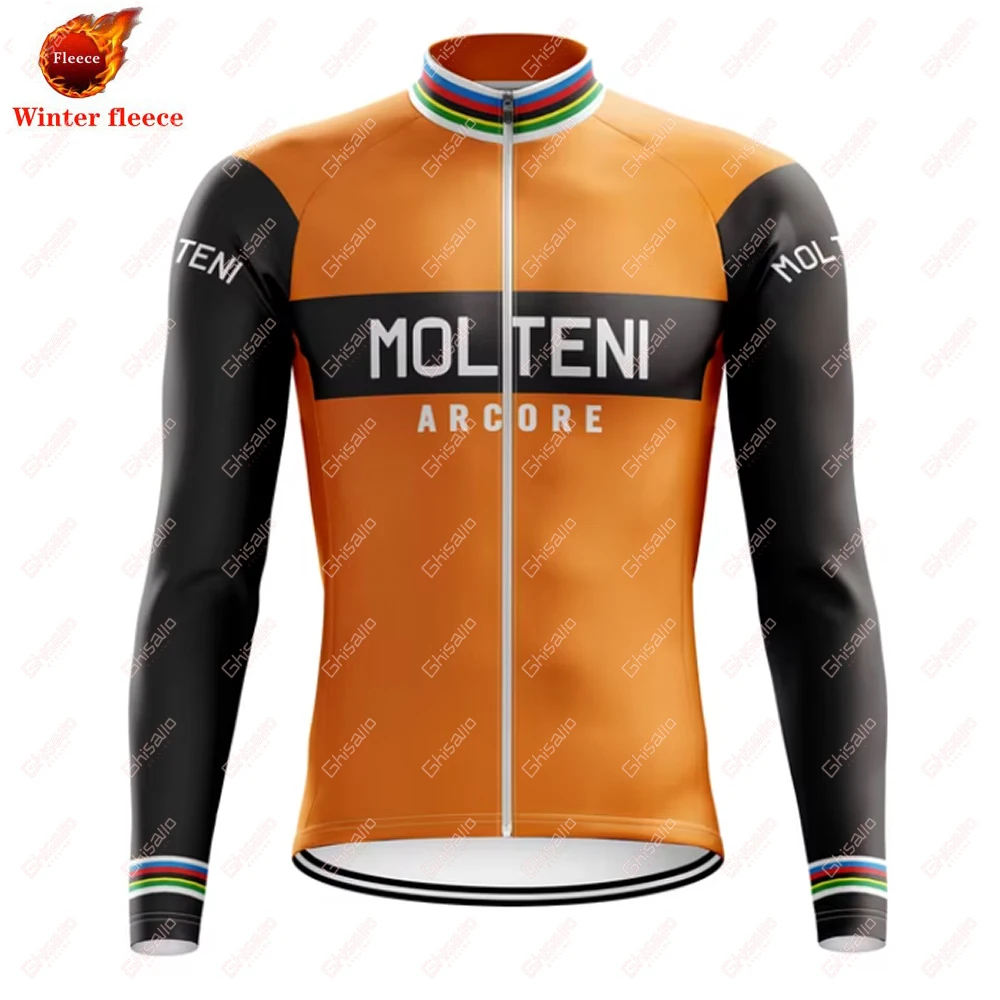 Fleece Retro Cycling Jersey for Men MTB Jersey Bicycle Team Cycling Shirt  Long Sleeve Bike Wear Premium Cycle Clothes 17 Styles