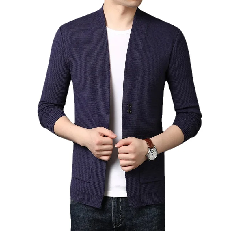 

2024 New Cardigan Korean Fashion Sweater Men Casual Mens Outer Wear Thin Coat Men Clothes Plus Size 4XL