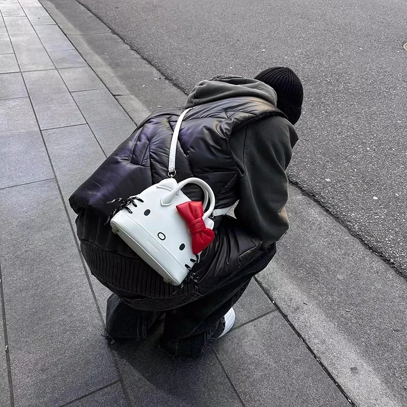 Hello Kitty Umhängetaschen Niedliche Cartoon-Umhängetasche Y2K Kawaii Mode Einfache tragbare Tragetasche Handtasche Geburtstagsgeschenk Mädchen