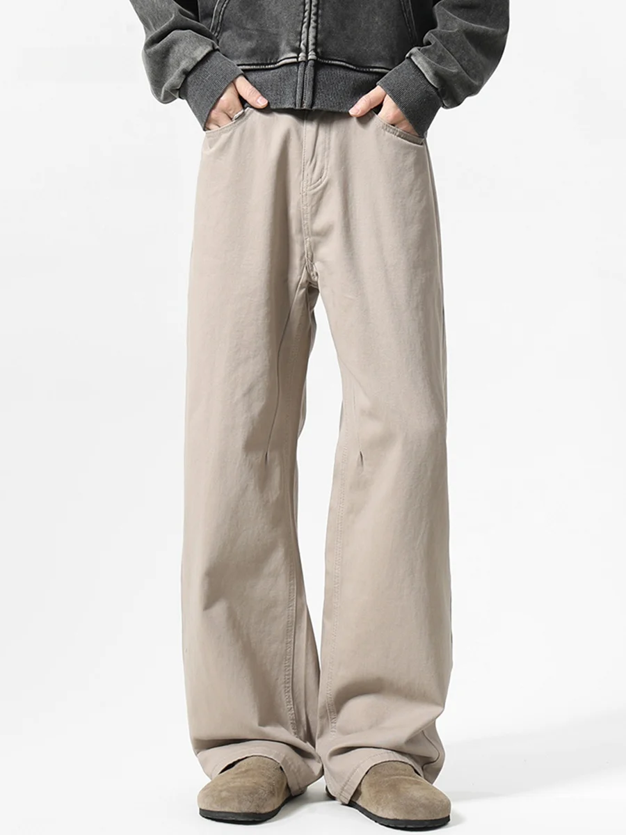 

Американские винтажные повседневные брюки из чистого хлопка, мужские брюки прямого кроя цвета хаки, осенние длинные брюки Cleanfit