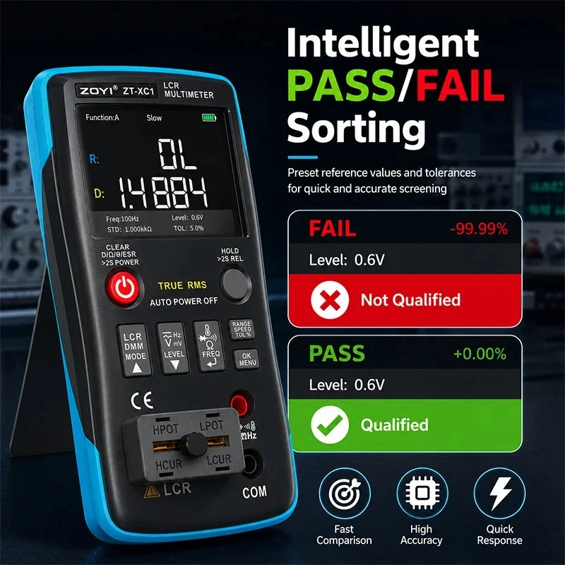 ZOYI ZT-XC1 Digital LCR Meter 25000 Counts Multimeter Resistance Capacitance Inductance ESR Meter Electronic Component Tester view 3