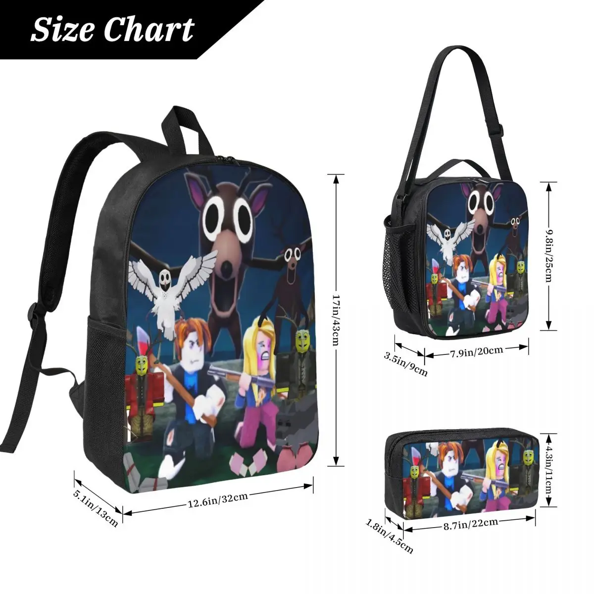 99 Nights In The Forests Kids Backpack Lunch Box Pencil Boxes for Boys Girls Kindergarten Backpacks Schoolbag Bookbag Set
