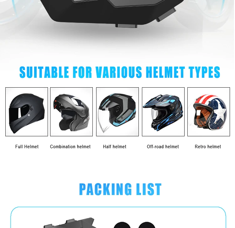 Fone de ouvido à prova d'água MaxTo X2 Interfone para capacete de motocicleta para 2 pilotos Interfone 800M