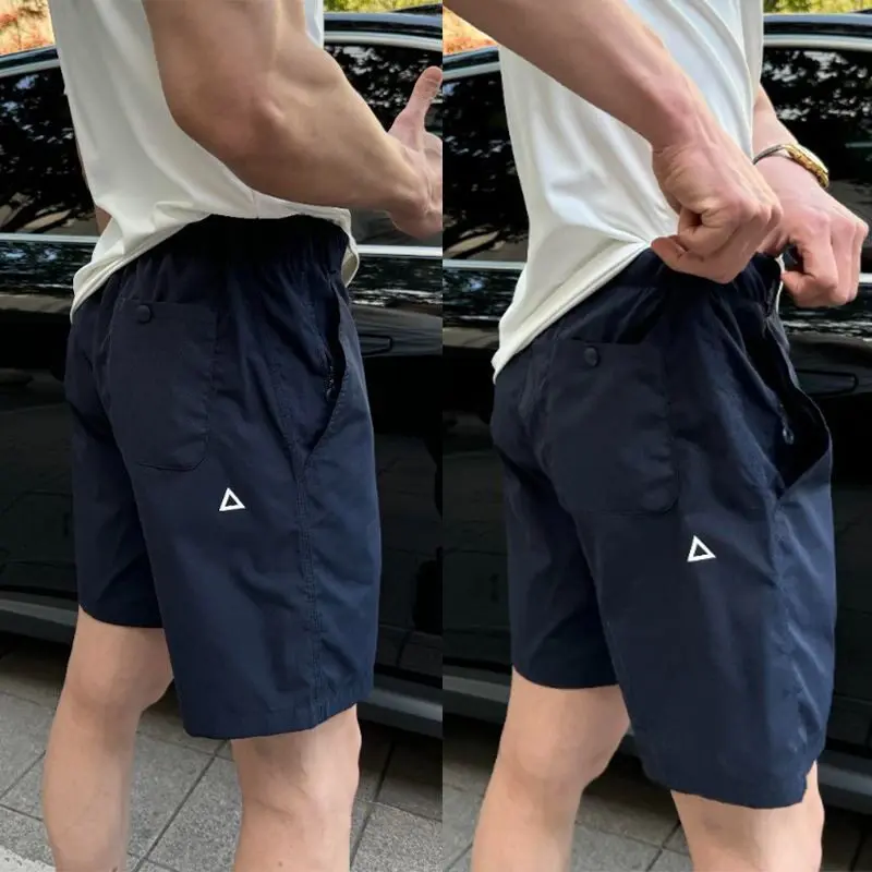 Khaki  Label Quick Dry Workwear Shorts Men's Four-Fifths Loose Fit Summer Fashion Brand Casual Polyester Fiber