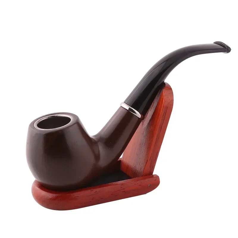 Classic Wood Grain Resin Pipe Chimney Filter Long Smoking Pipes Tobacco Pipe Cigar Gifts Narguile Gift Grinder Smoke Mouthpiece