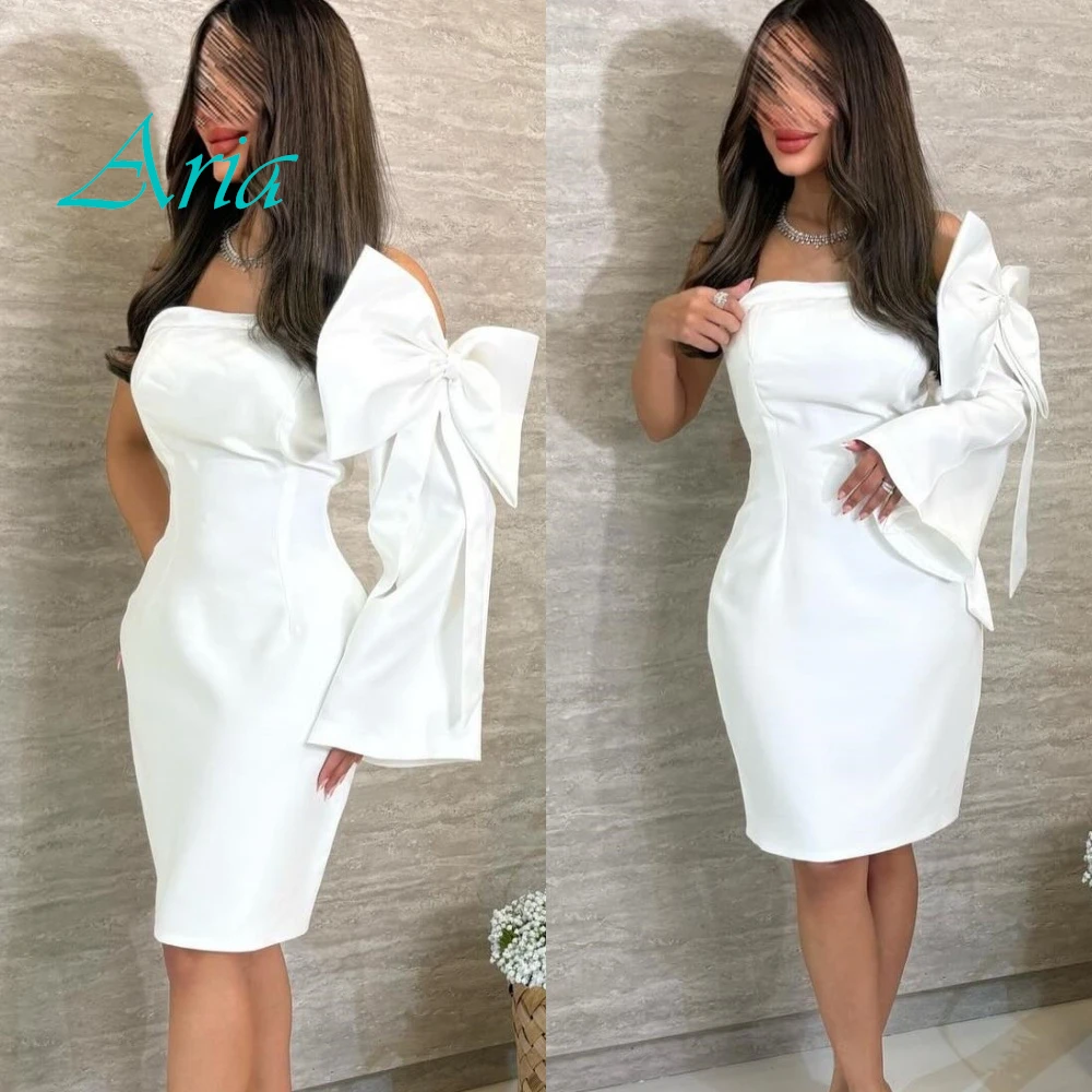 

Customized Exquisite Strapless Sleeveless Evening Dress Delicate Jersey Prom Dresses High Quality Bow Special Occasion Gowns