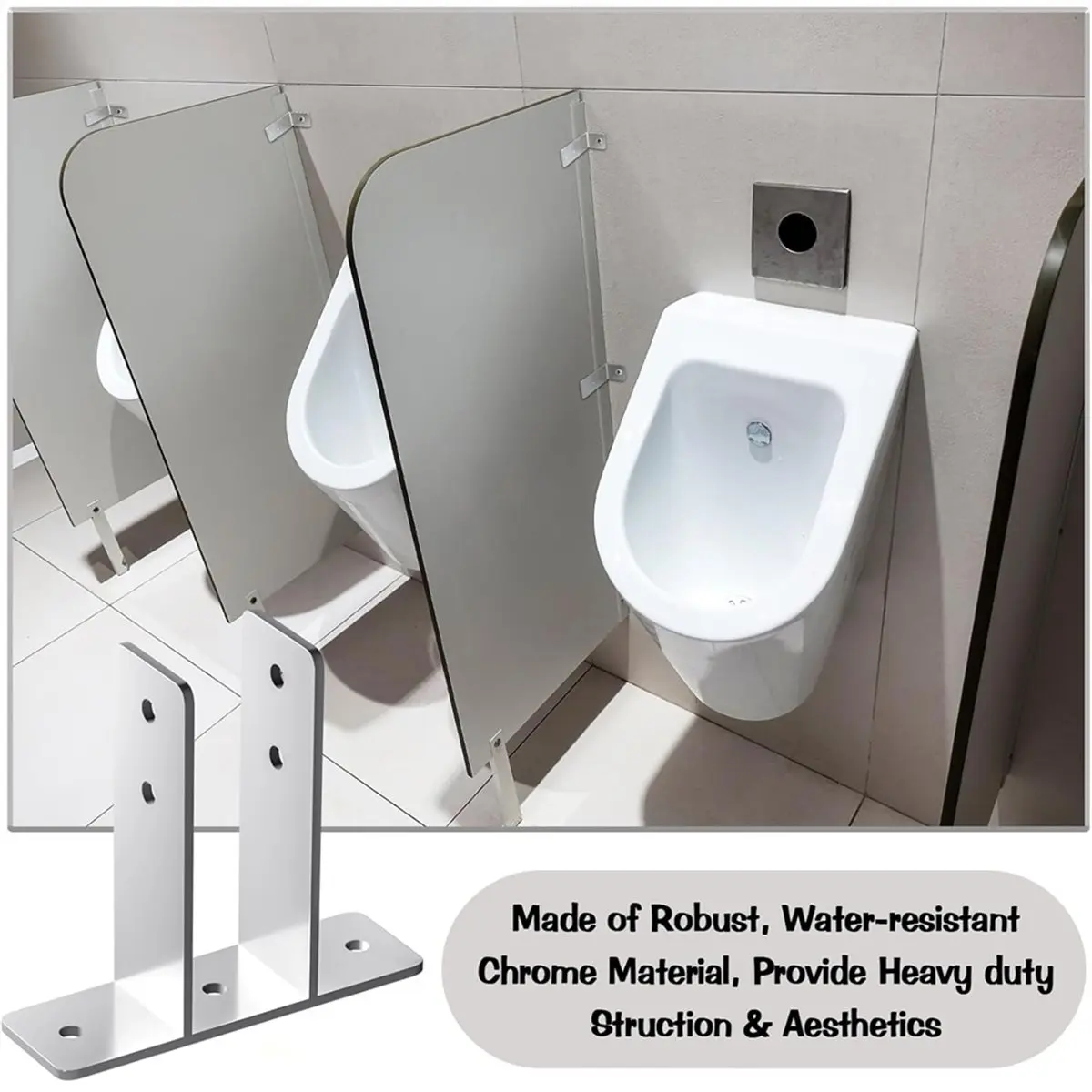 2026 New 4 Pack Urinal Screen Polished Chrome 2-Ear Urinal Screen Brackets for 1 in. Panels with Fasteners for Repairs