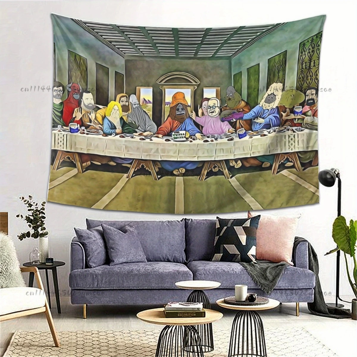 Creative Aesthetic Tapestry Last Supper of Browntown 2 Mike Nolan Big Lez Show Wall Tapestries Room Decor Flags Background Cloth