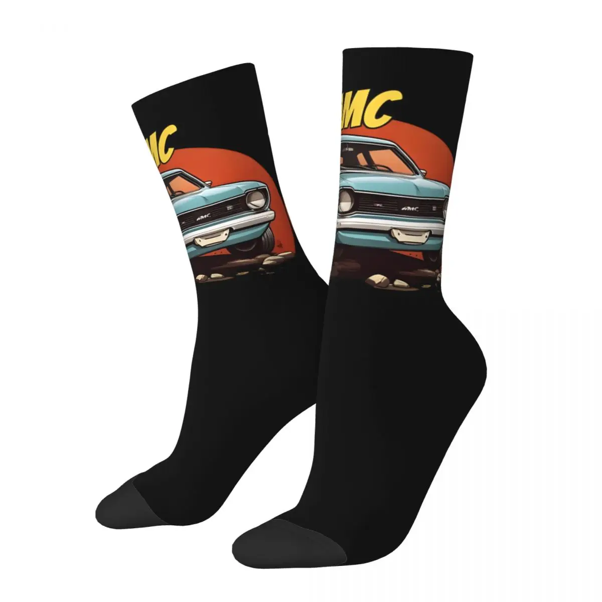 Funny Happy 1972 AMC Gremlin Men's Socks Retro Harajuku AMC Hornet Hip Hop Novelty Casual Crew Crazy Sock Gift Printed