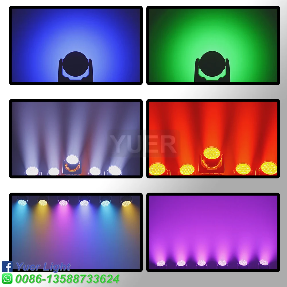 Imagem -06 - Yuer-led Rgbw Feixe e Lavagem Zoom Moving Head Light 19x15w Dmx512 dj Disco Festa Bar Dance Floor Efeito de Palco Equipamento de Iluminação