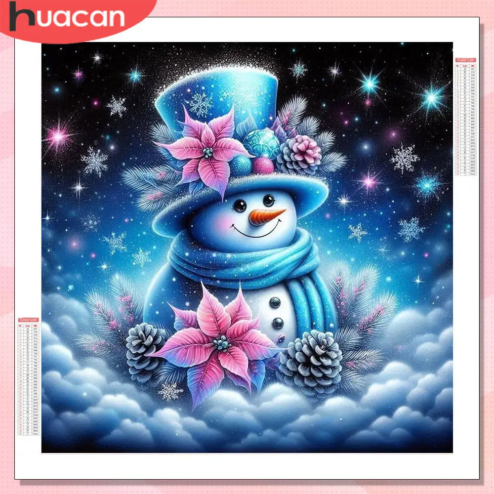 HUACAN 5D الماس اللوحة ثلج الكرتون كامل مربع الحفر المستديرة جدار ديكور الماس الفسيفساء الشتاء عبر الابره مجموعات