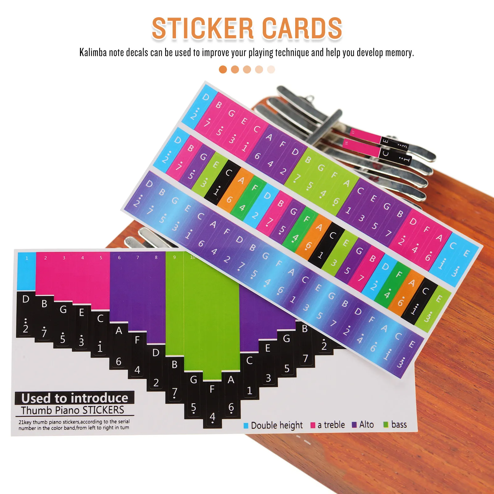 Kalimba Note Stickers 1 Sheet Thumb Piano Key Decals Scale Labels for Beginners Music Learning Practice