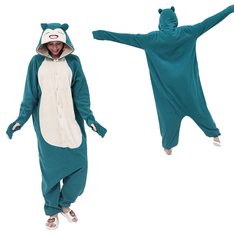 Costume cosplay da donna con sorriso e snorlax per adulti Pigiama Halloween Kigurumi Natale Abiti invernali per tutto il corpo