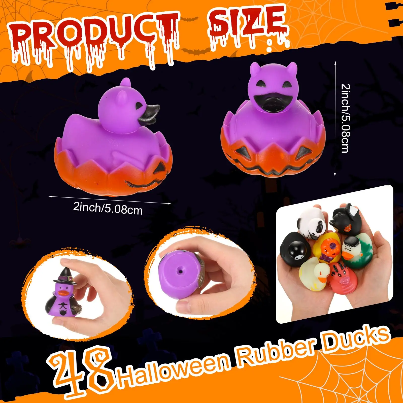 12pcs Halloween Rubber Ducks,Fancy Novelty Assorted Jeep Duckies Bath Toys for Kids Halloween Party Favors Trick or Treat