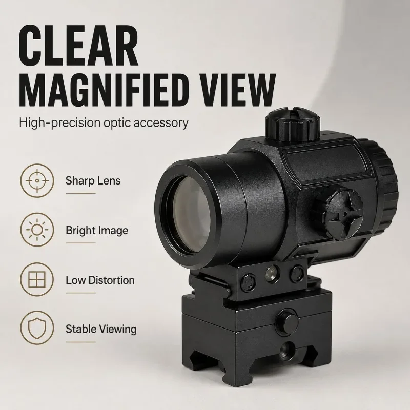 G33/G34 Flip‑out Optical Magnifier Kit, Expandable Base Rail‑mount Accessory for Hobby Model Decoration