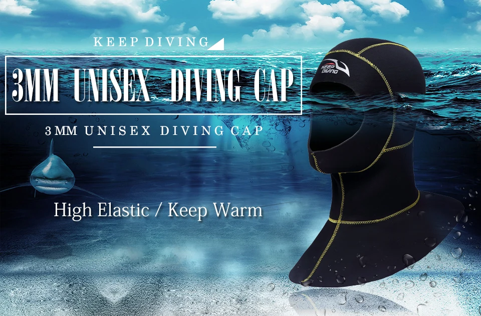 3mm Neopren Tauchen Haube Mit Schulter Schnorcheln Ausrüstung Hut Kappe Winter Schwimmen Warme Neoprenanzug Speerfischen – Detail 1