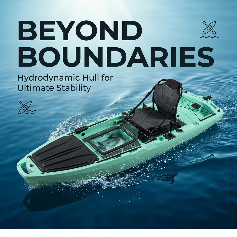 Customized Mint Green 3M Livewell Bait Tank Propeller Foot Drive Sea Fishing Kayak HDPE Single Sit on Top Canoe Boat