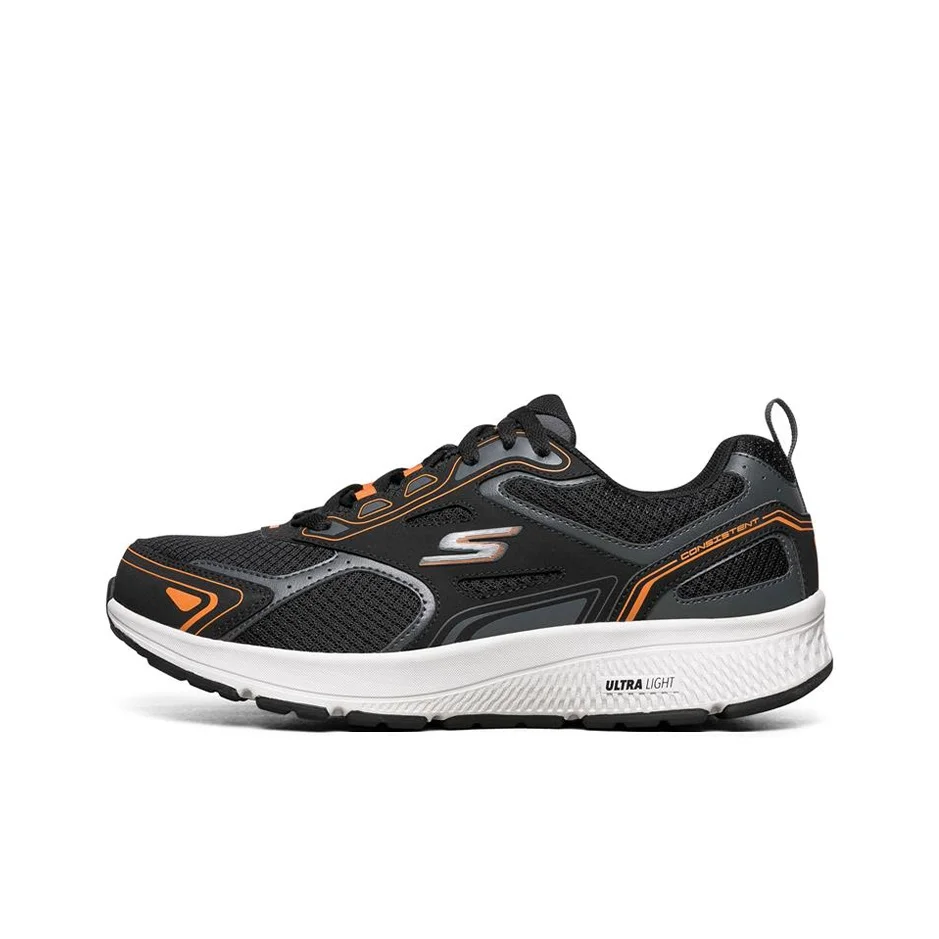 Skechers Go Run Consistent Lightweight Cushioning Abrasion Resistant Breathable Low top Running Shoes Men's Black 220034-BKOR