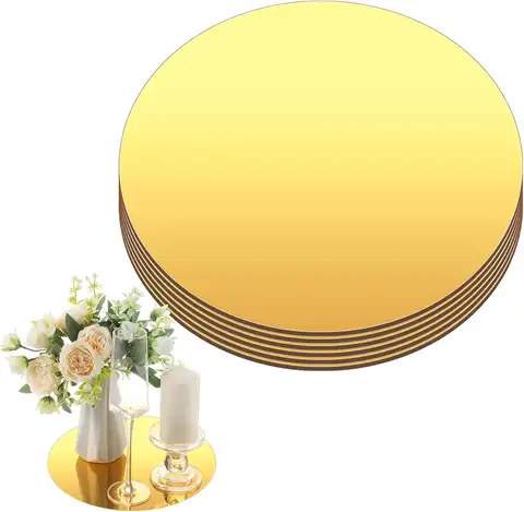 6 Pcs 12 Inch Acrylic Round Mirror for Table Centerpieces, Circle Mirror Candle Plates for Wall Wedding Decor, Thickness 1 mm