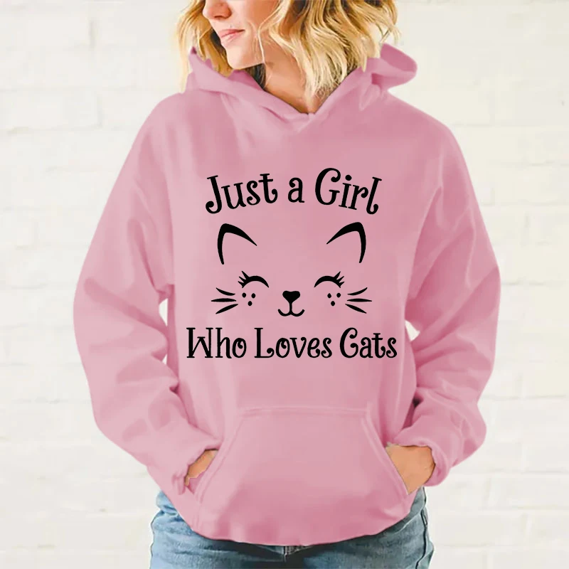 

Funny Just A Girl Who Loves Cats Printed Tops Harajuku Hoodie Fashion Sweatshirt Women Men Casual Pullover Hoodies