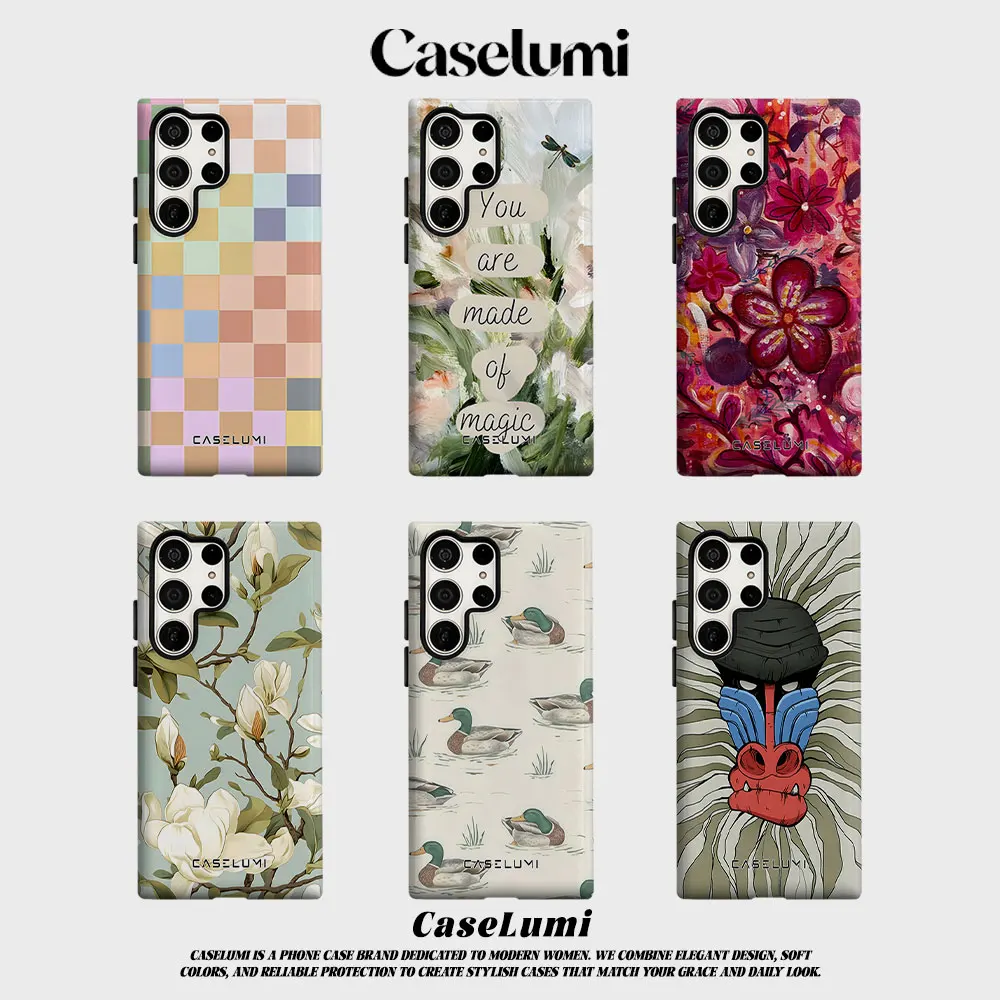 Macaron chess For Samsung Galaxy Phone Case S23 S20 S25 FE S24 Plus S26 Ultra 2-IN-1 Shockproof Bumper Hard PC