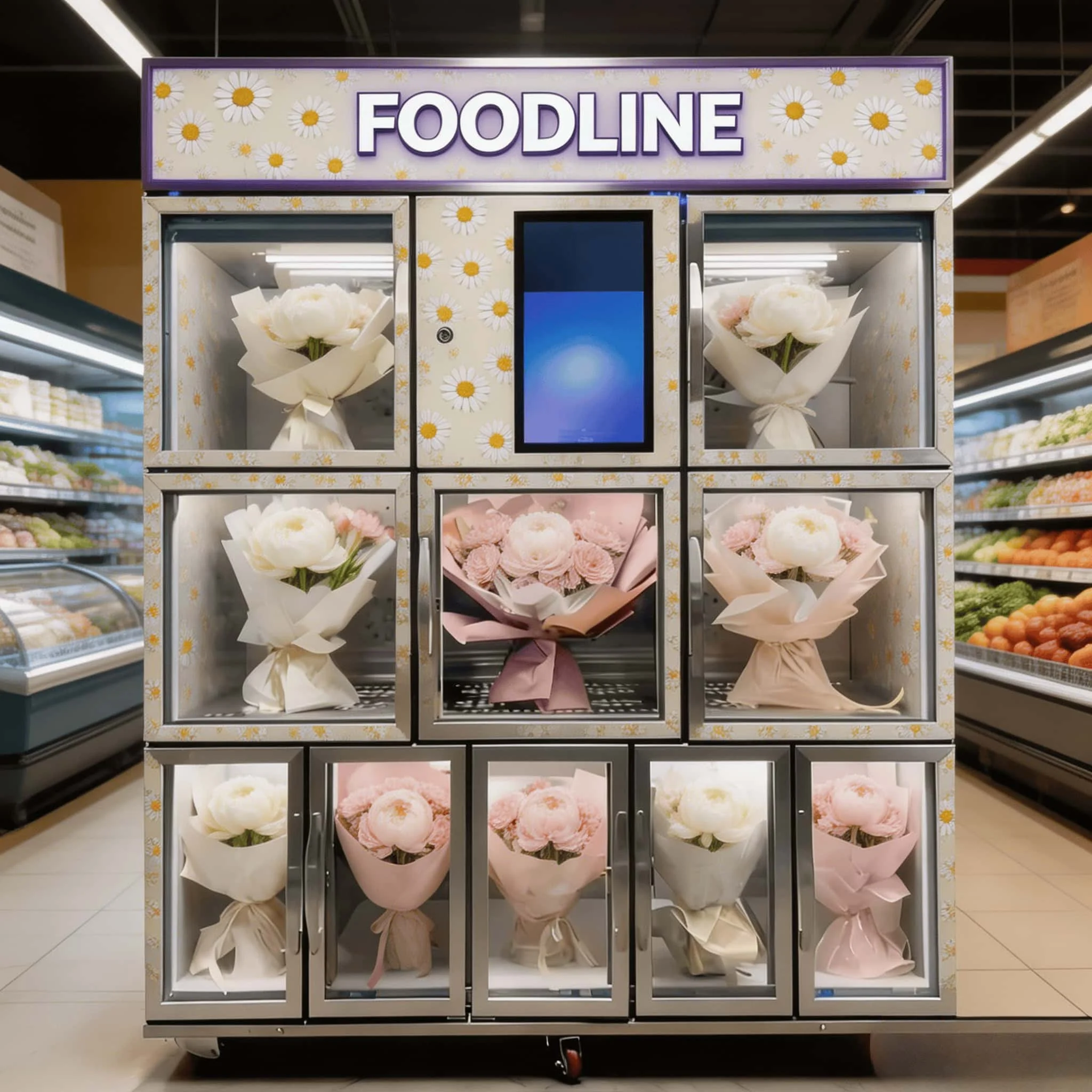 FOODLINE Light Mini Flower Vending Cabinet Simple Installation Multi Payment Bouquet Vending Machine for Local Floral Stores