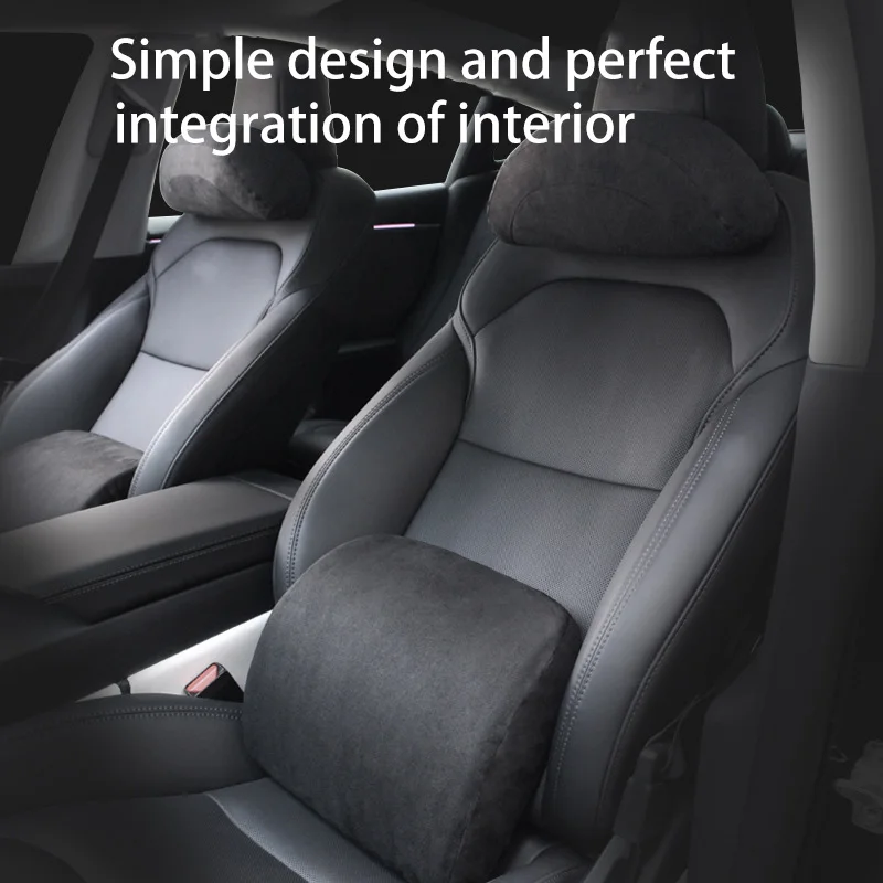 For Tesla Model 3/Y Car Neck Pillow Memory Cotton Protective Lumbar Support Backrest Relieves Pressure Car Headrest Accessories