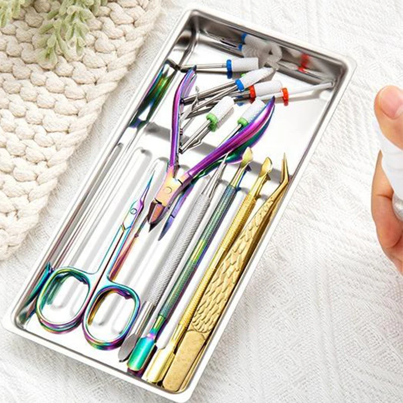 Stainless Steel Nail Tool Special Disinfection Tray Nail Tools Portable Storage Plate Nail Tool Display Rack