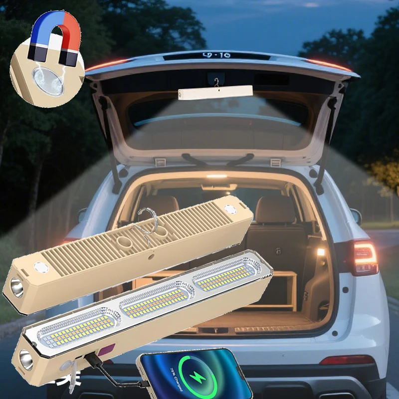 

Портативная лампа для кемпинга 22-42 см, перезаряжаемая магнитная лампа с крючками, высокая яркость, вспышка для ремонта автомобиля, наружное освещение