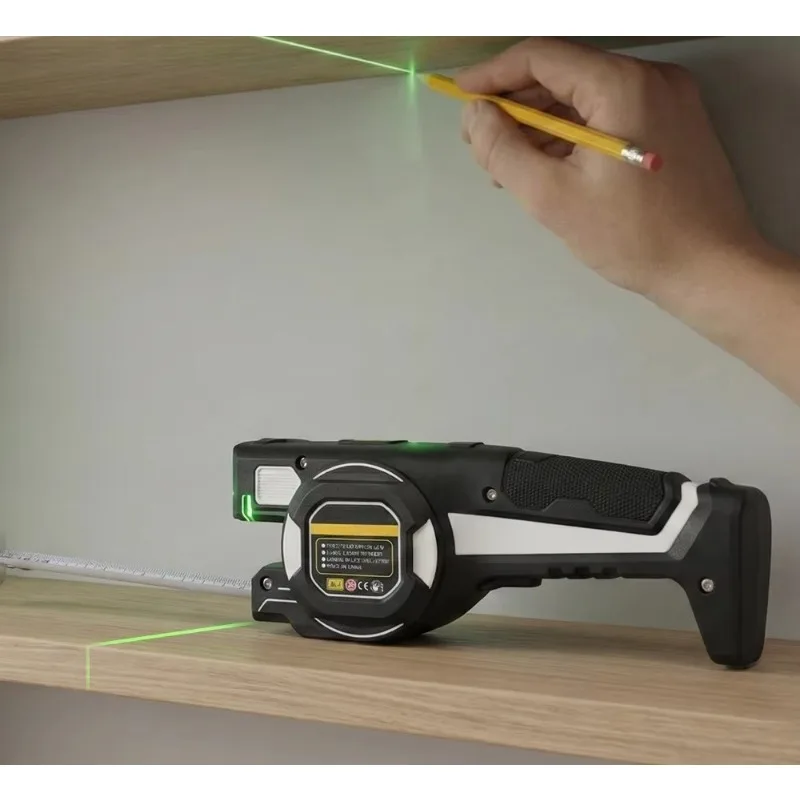 2 In 1 Laser Distance Meter Steel Tape Measure Cross Line Infrared Rangefinder Indoor Decoration Engineering Measuring