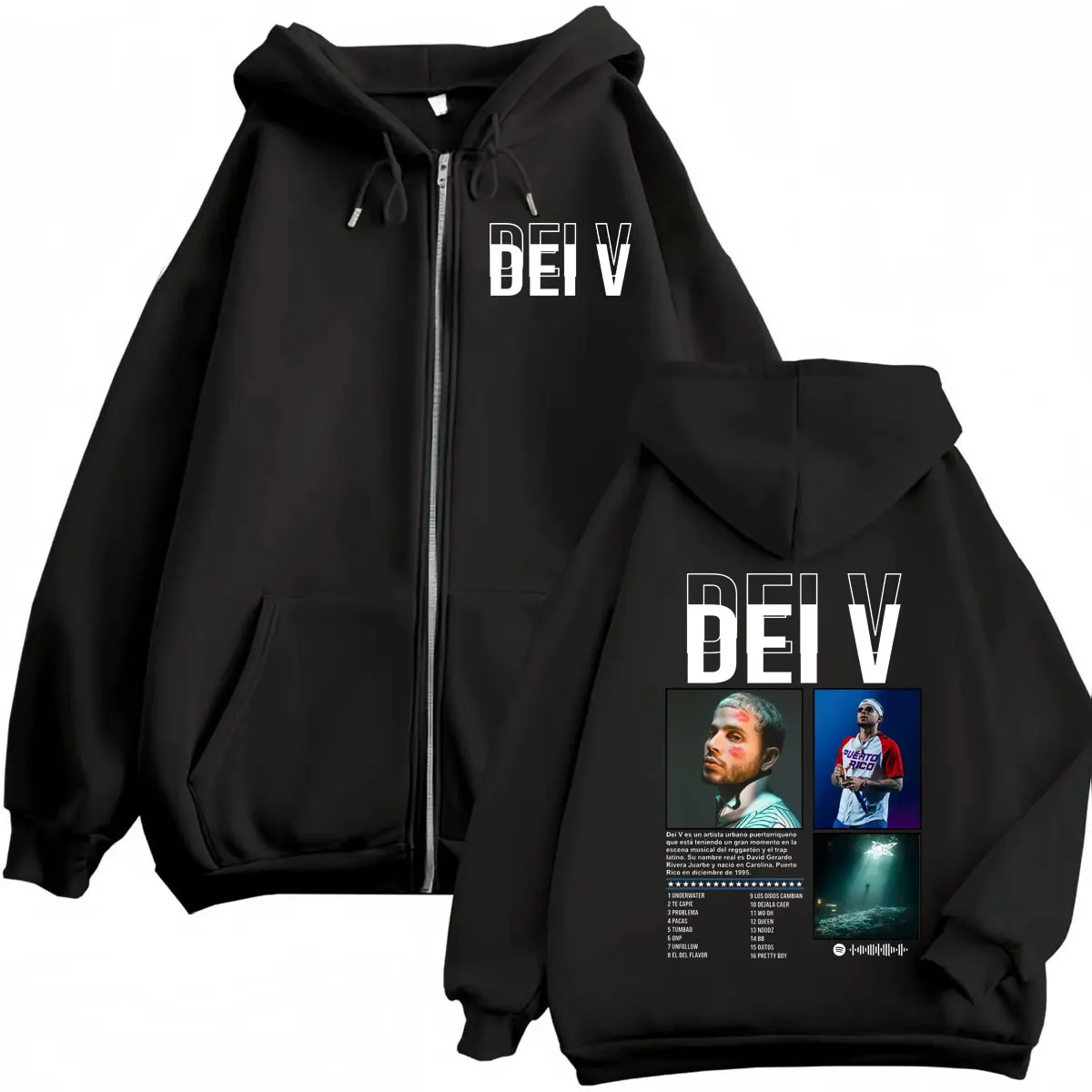 

Худи на молнии с графическим принтом альбома Rapper Dei V, модные пуловеры в стиле хип-хоп для мужчин и женщин, высококачественные флисовые оверсайз толстовки