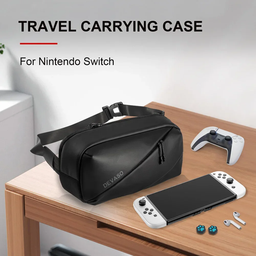 Travel Game Console Storage Bag Waterproof PU Leather Console Protective Bag for DEVASO Steam Deck/ROG ALLY Game Accessories