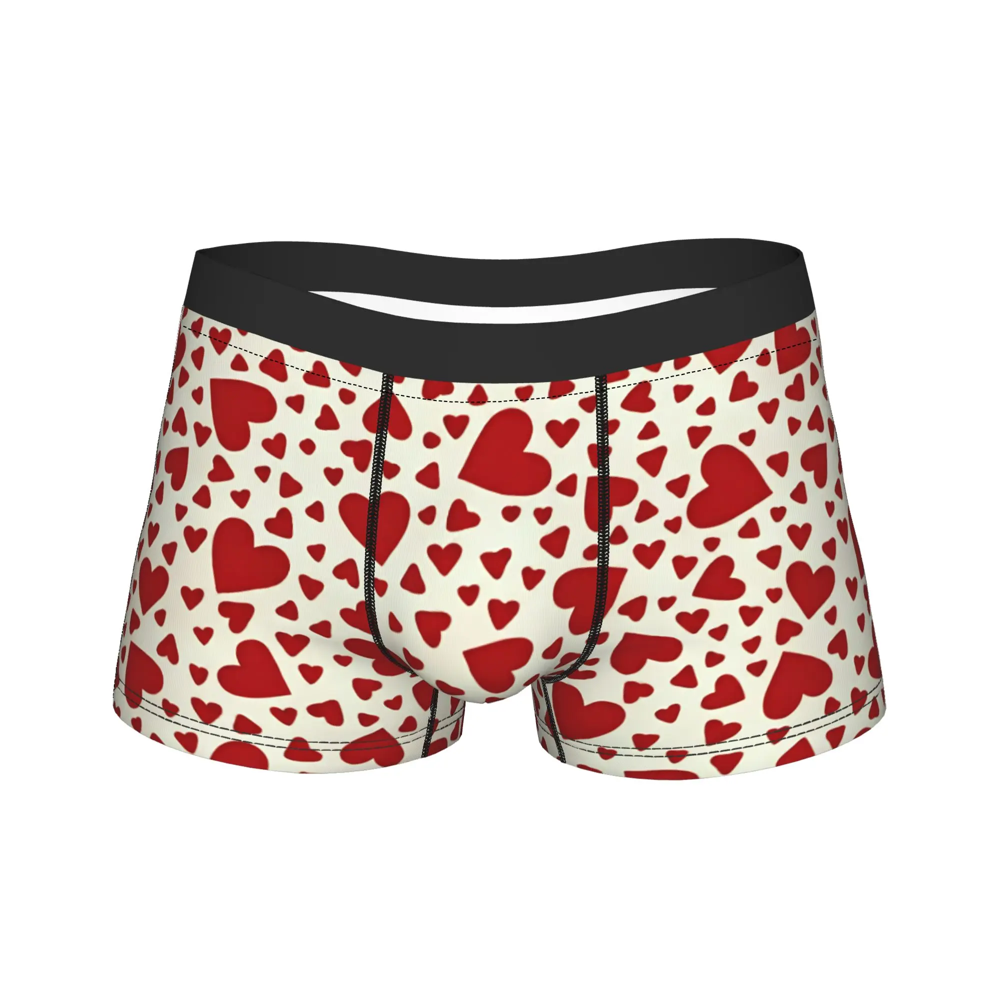 Love Heart Boxer Shorts  3D Pouch Underwear Hot Sale Design Boxer Brief Classic Men Panties Plus Size 2XL