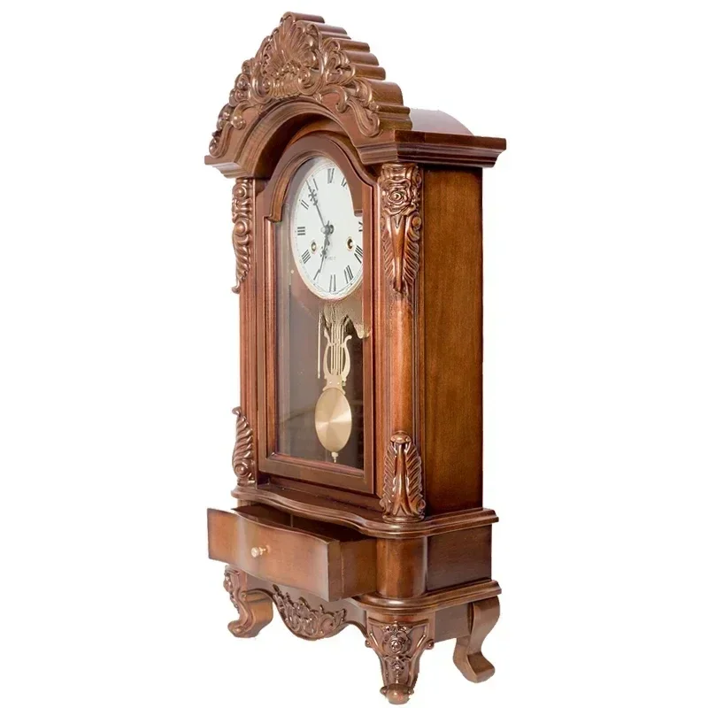 Американские ретро механические часы из цельного дерева, медный механический сердечник, европейский стиль, вилла, гостиная, маятниковые часы Y